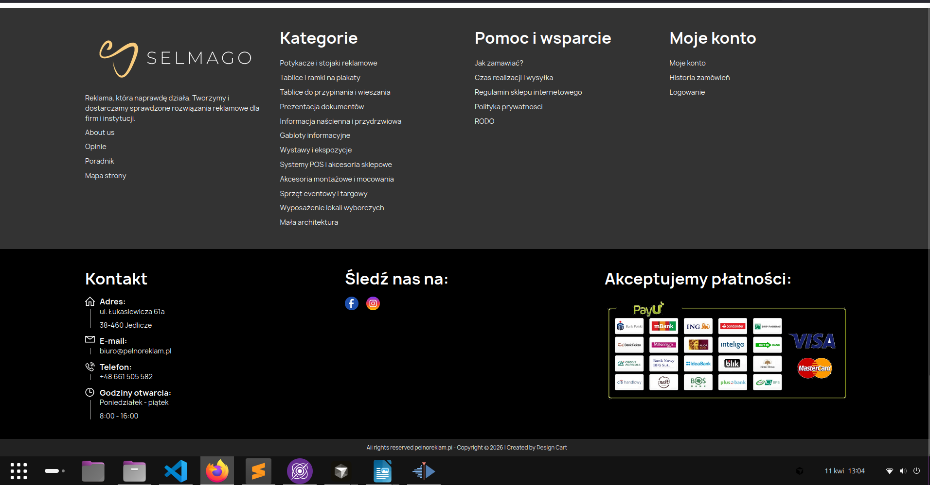 Screen: wygląd utworzonej stopki przez DC pFooter w realnym projekcie