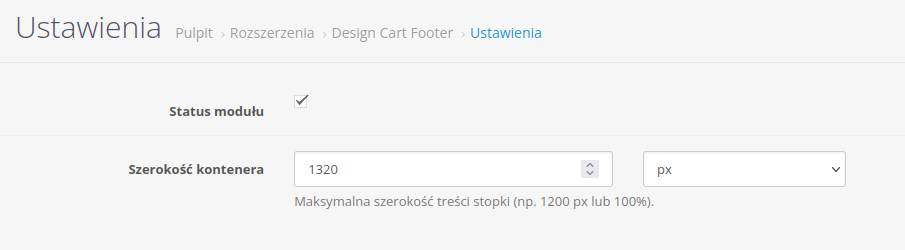 Screen: ustawienia modułu 